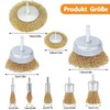 Wire Brush Set, 9 Pieces Steel Wire, Brass-Plated, Carbon Steel