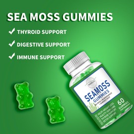 Persepolis Sea Moss Gummies Irish Sea Moss with Bladderwrack and Burdock Root | 60 Gummies | Apple Flavour | All Natural, Vegan, Gluten Free, Non GMO