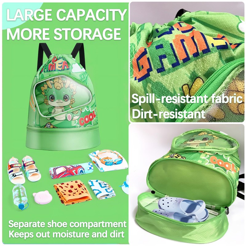 Kids' Waterproof Swim Bag - Adjustable Shoulder Straps, Wet &