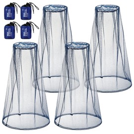 HESTYA 4 Pack Mosquito Net Face Mesh Protecting Net for Outdoor Hiking Camping Climbing Mosquito Fly Insects Preventing(Blue)