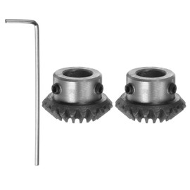 HARFINGTON 2pcs Bevel Gear 1.5M 20 Teeth 12mm Shaft Hole 1:1 Tapered Bevel Pinion Gear 45# Steel 1.5 Module 90 Degree Steering Gear with M5 Fixing Hole, for Hardware Mechanical Rotation
