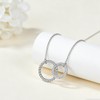 INURAN S925 Sterling Silver Two Interlocking Circles Necklace Moissanite Double