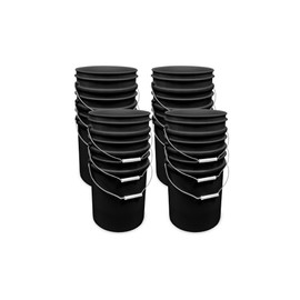 5 Gallon Bucket Only, Made in USA, Food Grade, Durable 90 Mil All Purpose Pail, Contains No BPA Plastic, Premium HPDE, Lids Not Included (Black, 12)