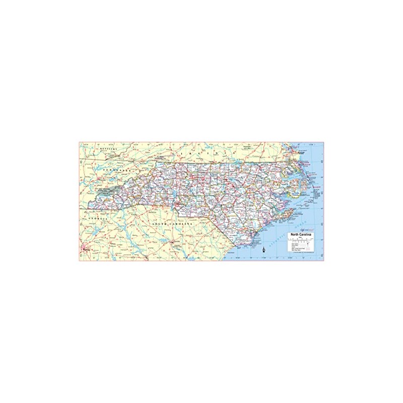 Cool Owl Maps North Carolina State Wall Map Poster Large