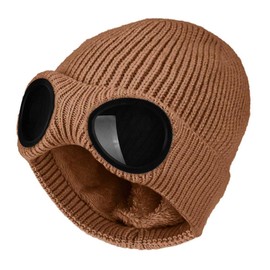 FIFTHAVE Beanie Hat Wool Hat Men's Beany Hat Winter Hat Women's Knitted Hat Unisex Warm Hat with Glasses Autumn Outdoor Sports Cap Thermal Soft Hats Warm Running Hat, brown