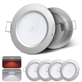 camperxlite Set of 4 LED Recessed Spotlights, 12 V, Aluminium Ceiling Spotlights, 58 mm Installation Hole for Motorhome, LED Spotlights, Built-in Dimmer Switch/Red Light, Recessed Spotlights for