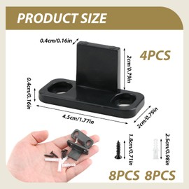 Pack of 4 Floor Guide Sliding Door with Screws and Expansion Tubes Sliding Barn Door Floor Guide Lower Guide Wall Mounting Hardware Robust for Sliding Doors (Black)