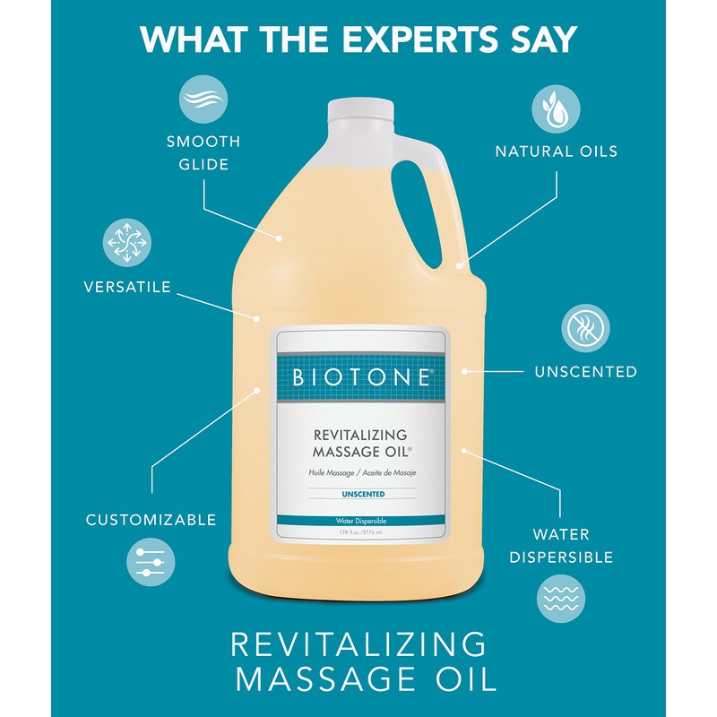 Biotone Revitalizing Unscented Massage Oil, 8 Ounce