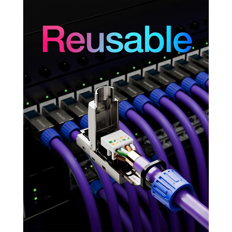 VCELINK Conector RJ45 sin herramientas, chapado en oro, conector Cat