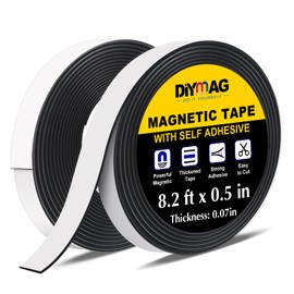 DIYMAG Magnetic Tape, 2 Rolls Magnetic Strip with Strong Self Adhesive Flexible Magnet Tape Roll for Craft DIY Projects, Whiteboards and Fridge Organization, 1/2" Wide x 1/14" Thick x 16Ft