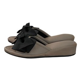 Vivienne 71017SP-BB-GB Legs Princess Room Shoes Ribbon Gurege Black M Size 8.9 inches (22.5 cm) Heel PVC Sole Slippers Beauty Salon Nail Salon