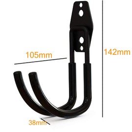 Garage Wall Bracket, 2 Pieces Garage Storage Double Hooks Wall Hooks, Device Hooks, Heavy Duty, Wall Mount Tool Holder, for Garage Power Tools, Garage Organiser for Wall Mounting, Bicycle Ladders