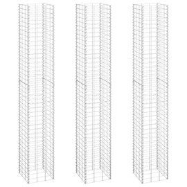 Benicabaly Durable Gabion Raised Beds Set of 3 for Landscaping, 11.8" x 11.8" x 78.7", Sturdy Iron Construction, Silver