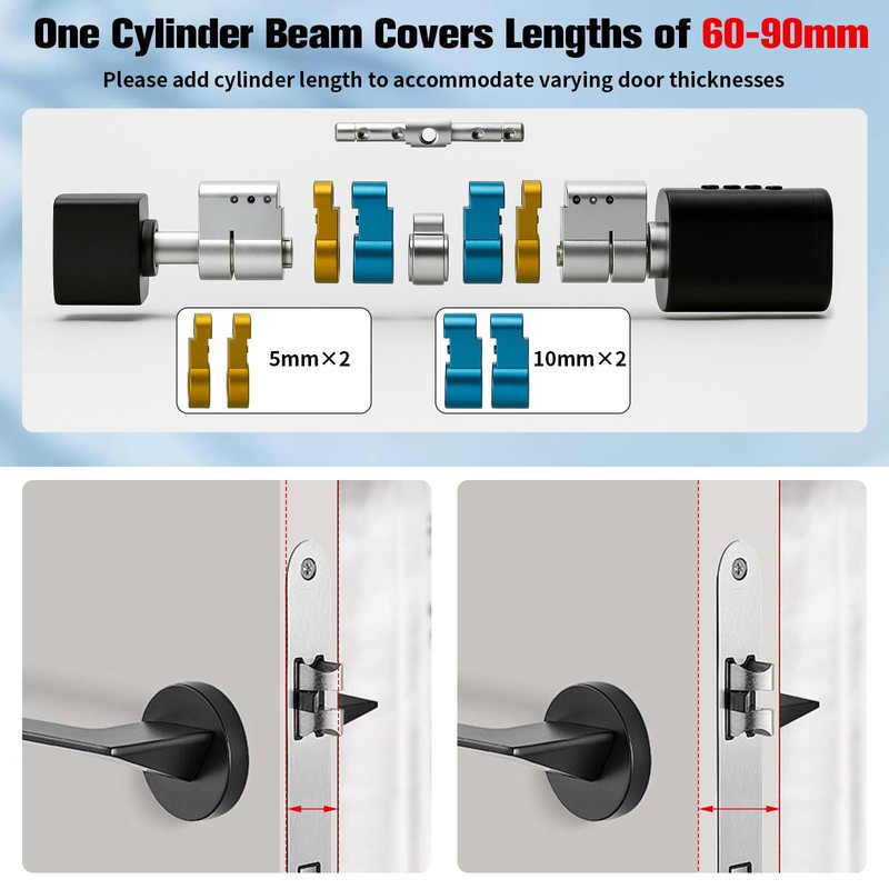 Electronic Door Lock Fingerprint - Smart Lock with Adjustable Lock