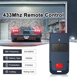 433 MHz Remote Control Transmitter for Mitto Cool C2, Mitto 2, Mitto 2A, Mitto B RCB 02, TRC1, TRC2, TRC3, Rolling Code, 2 Channels Remote Control (2 Pieces)