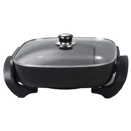Electric Frying Pan Large Capacity Rapid Heat Up Prevents Stick Transparent Cover Electric Cooking Pot for Home Kitchen US Plug 110V Electric Frying Pan