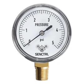 SENCTRL 0-5 Psi Low Pressure Gauge, Capsule Gauge, 2-1/2" Dial Size, 1/4" NPT Lower Mount, Zero Adjustment, for Air Water Gas Pressure Test
