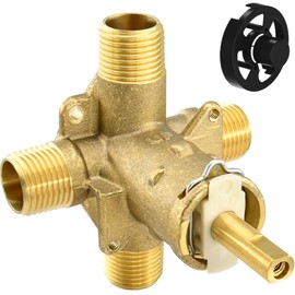 2510 Shower Valve Replacement for Moen Posi Temp Valve, 4-Port 1/2 Inch Universal Connection, Brass Construction, 1222 Shower Cartridge Included