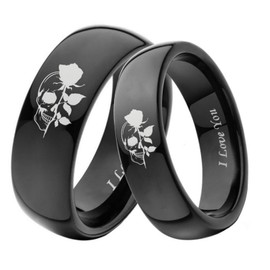 YTDYTD New Rose stainless steel couple ring ，Forever Together Promise Engagement Wedding Band，Classic I love you Kissing Design Lovers Ring (Woman, 7)