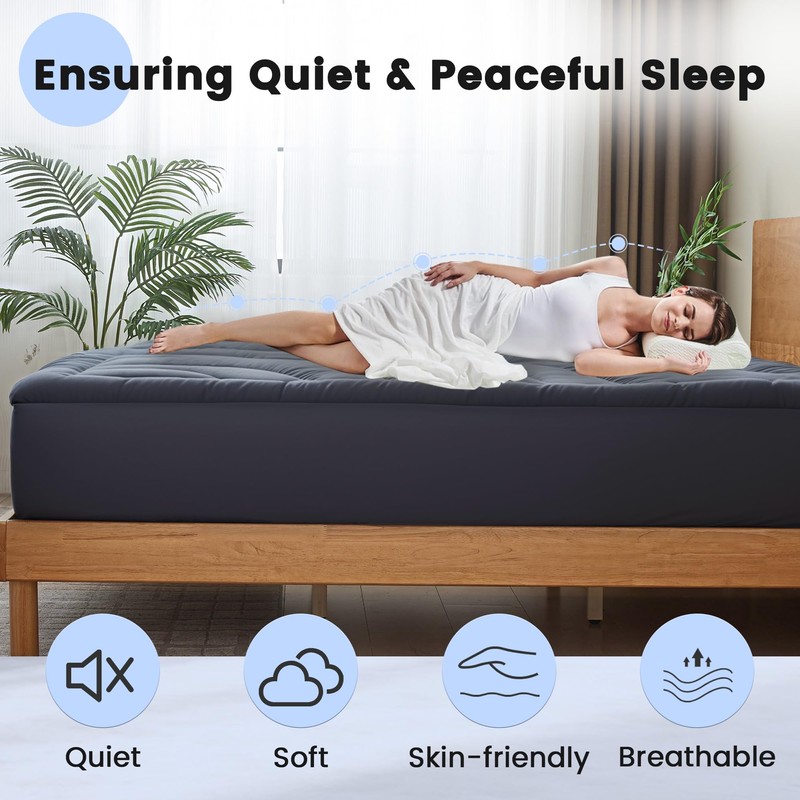 Waterproof Mattress Pad Queen, Quilted Fitted Queen Mattress Topper, Five-Layers