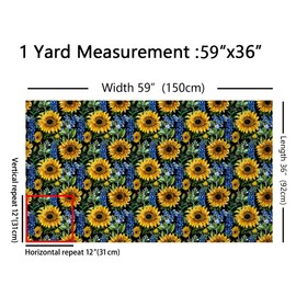 Feelyou Flower Fabric by The Yard 1 Yard Sunflower Decorative Waterproof Outdoor Fabric Botanical Floral Print Upholstery Fabric for Chairs Farmhouse Country Rustic DIY Reupholstery Fabric