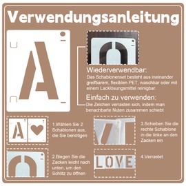 Diffaxy Letter and Number Stencils, Pack of 42 Reusable Stencils for DIY Scrapbook, Painting, Wooden Signs, Craft Accessories (10 cm x 12 cm)