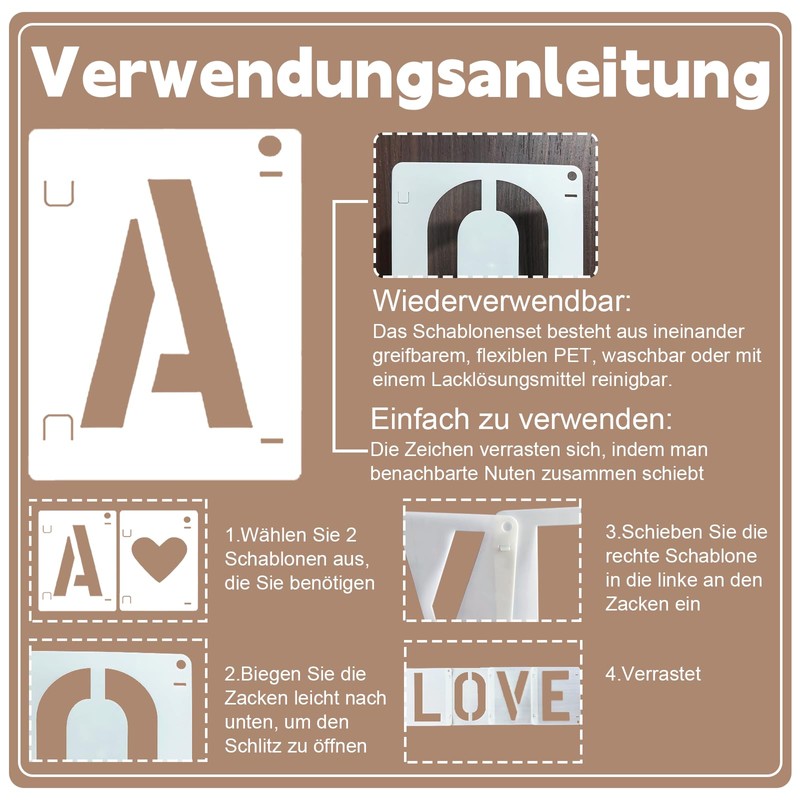 Diffaxy Letter and Number Stencils, Pack of 42 Reusable Stencils