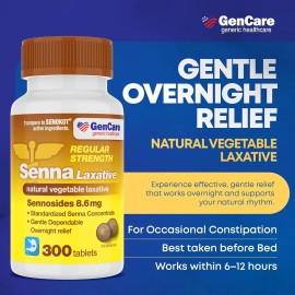 GenCare Senna Laxative 300 Tablets Senna 8.6mg Tablets with Natural Sennosides |