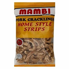 Mambi Pork Cracklings, Home Style Strips, 5 oz Bag / Chicharrones estilo tiritas (2 pack)