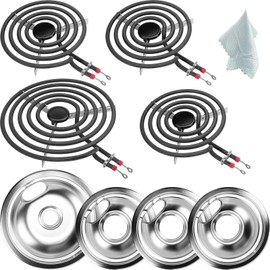 W10196405(8”) W10196406(6”) Electric Stove Burner Drip Pans & MP22YA Electric Range Burner Element Unit Set by Cenipar-Compatible with Whirl-pool Ken-more Ama-na Range Oven/Stove