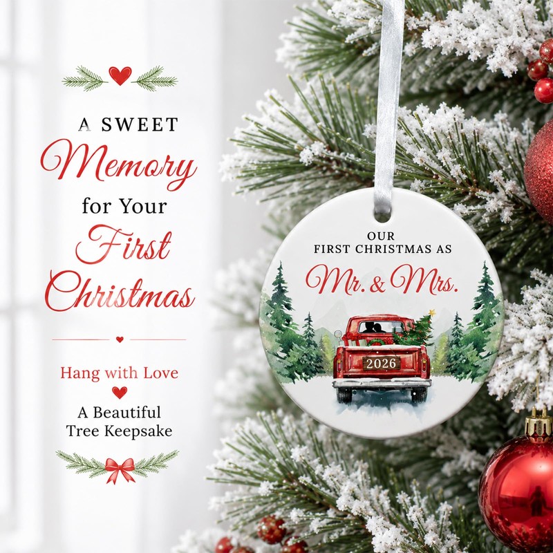 First Christmas Married Couple Christmas Ornament 2026 Wedding Gifts Mr