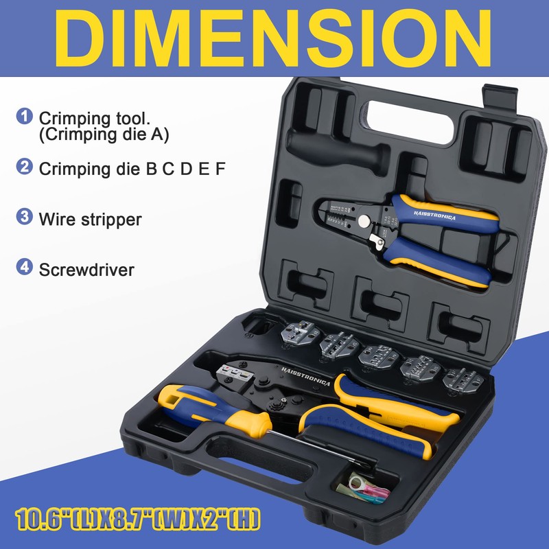 haisstronica 8PCS Crimping Tool Set - Ratchet Wire Crimping Tool