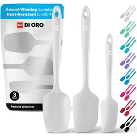 DI ORO - Juego de 3 espátulas de silicona resistentes al calor y antiadherentes de goma para cocinar, hornear y mezclar, sin BPA y silicona certificada LFGB (piedra)