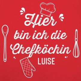 Geschenk mit Namen personalisiert by Shirtracer - Apron - Cooking Apron for Women - Hier bin ich die Chefköchin with Name, 5 Red