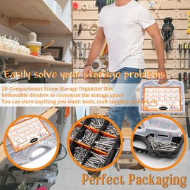 Dianrui 1200 PCS Wood Screws Assortment Kit, Assorted Stainless Steel Screws M3/M4/M5/M6, ‌Phillips Drive Sheet Metal Self Tapping Screw Set Marine Grade (Round & Flat Head Screw) Length 1/4" to 2"