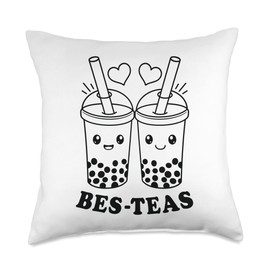 Smarty Pants Designs Kawaii BES Bubble Tea Cute Boba Besties Throw Pillow, 18x18, Multicolor