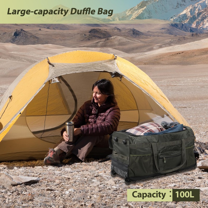 REDCAMP Foldable Duffle Bag with Wheels, 85L 1680D Oxford Large