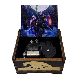 Youtang Clockwork Music Box The Nightmare Before Christmas Painted Wind Up Musical Box Laser Engraved Wood Musical Gifts for Christmas,Birthday,Valentine's Day(Image5-Windup)