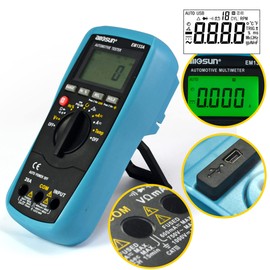 allsun Automotive Dwell Meter Digital Multimeter Autoranging TRMS 5999 Counts ACA/DCA Max.20A for RPM Dwell Angle Pulse Width Tach Temperature Duty Cycle Data Hold Test,Meter to PC