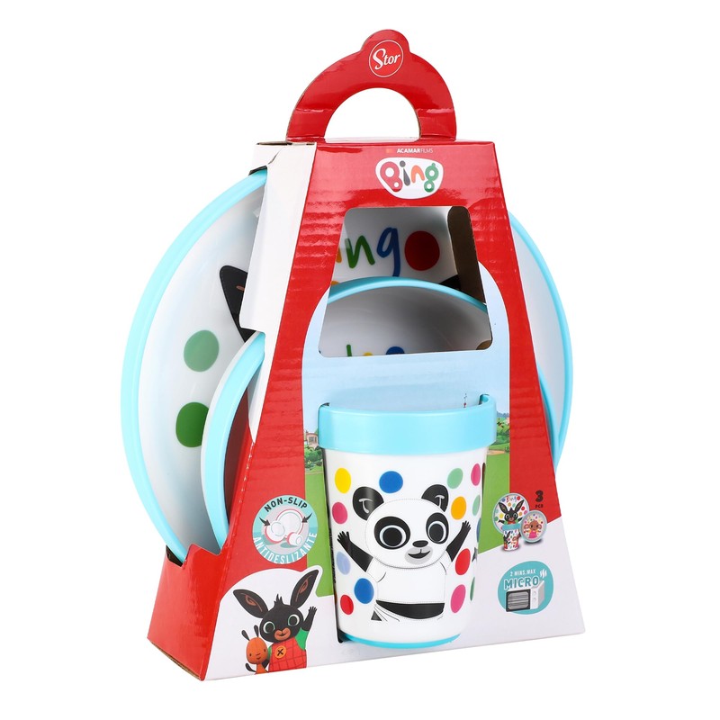 Bing 3pcs Reusable Bicolor Premium Kids Dinner Tableware Set Plate,