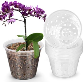 FUIJOL Orchid Pots, 8 Pack 3 Inch Orchid Planter with Holes, Clear Plastic Pots Indoor Outdoor, Slotted Orchids Planter (3 Inch)