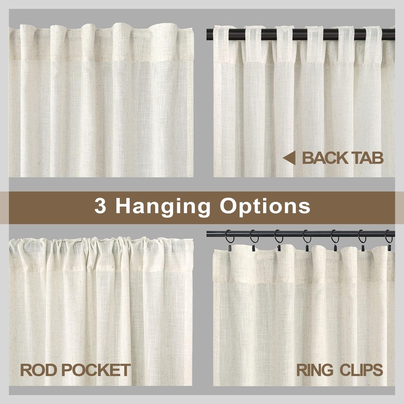 Natural Linen Curtains 54 Inch Length for Master Bedroom 2