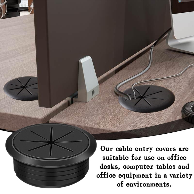 Pack of 4 Plastic Cable Grommets, 60 mm Flexible Cable