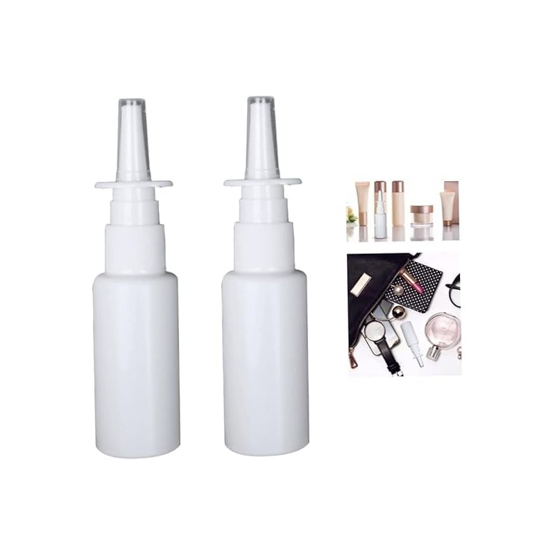 Tustao 2 Pieces White Nasal Spray Bottle 30ml Plastic Emptying