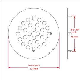 rrajj 4-1/4 (4.25) Inch(108mm) Round Snap-in Shower Floor Drain Cover Replacement Cover (Brushed Gold)