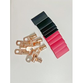 10Pcs-4 Awg×5/16 Tubular Ring Terminal Connectors,Copper Wire Lugs, Heavy Duty Battery Cable Ends,Battery Terminal Connectors with 3:1 Heat Shrink tubing