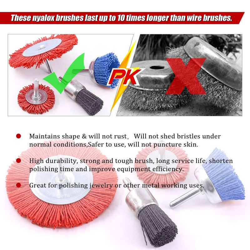 Swpeet 4Pcs Nylon Filament Abrasive Wire Brush Wheel & Cup