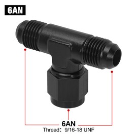 EVIL ENERGY 6AN Male Tee Fitting Adaptor with AN6 Female Swivel on Side Black