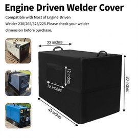 Engine Driven Welder Cover: Mineye Heavy Duty 600D Waterproof Welder Cover for Engine-Driven Welder 230/265/325/225. With Storage Bag and Handles. 43"D x 22"W x 30"H.