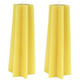 Candlestock Handmade Dripless Beeswax Tapered 6 Point Star Unscented Pillar Candle Sets - Set of 2 or 3 (Set of 2, 3.5x9)